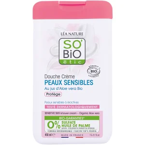 Douche Crème Peaux Sensibles au Jus d’Aloe Vera Bio – 450ml- So’Bio étic