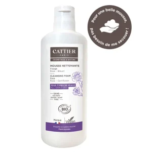 Cattier Mousse Nettoyante Visage Bio – Rose & Bleuet – 150 ml