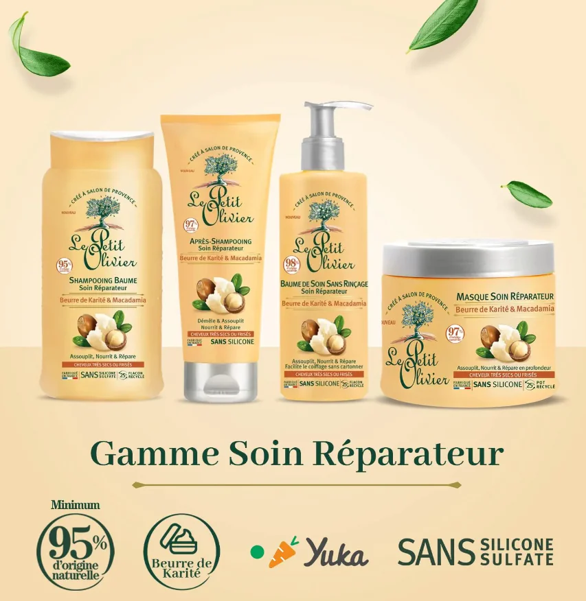 Le Petit Olivier Baume de Soin Sans Rinçage Réparateur au Beurre de Karité & Macadamia -200ml – Image 4