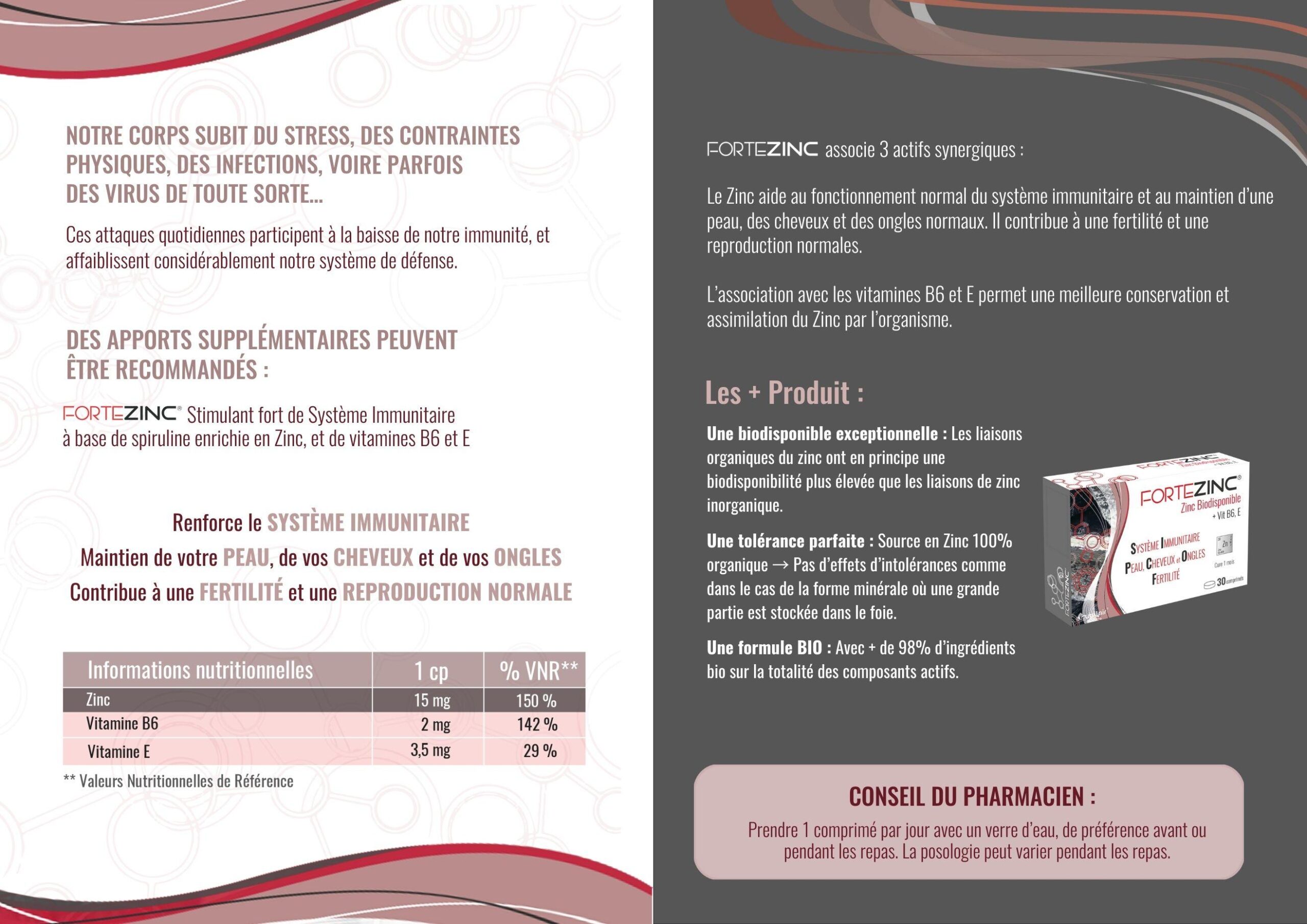 Nutrilair Fortezinc Zinc Biodisponible +Vit B6, E -30 comprimés – Image 2