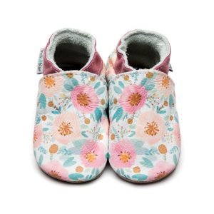 Chaussons en cuir Wild Roses –  Inch Blue