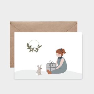 Carte postale – Le cadeau du lapin – Atelier Oranger