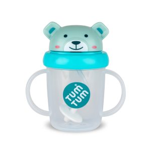 Tasse anti-fuite + paille lestée Ourson Bleu – Tum Tum