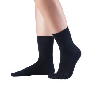 Chaussettes à orteils Noires – Coton Essentials Midi – Knitido