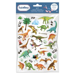 Gommettes tricolore – Dinosaures (90 pcs) – Graine Créative