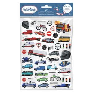 Gommettes Tricolore – Voitures & Motos (110 Pcs) – Graine Créative