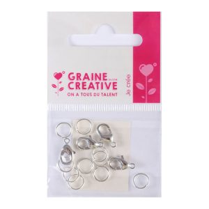 Sachet 4 fermoirs mousqueton – 1.2 cm – argent – Graine Créative