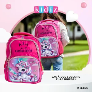 Sac à dos scolaire fille &lsquo;Unicorn&rsquo; KD350