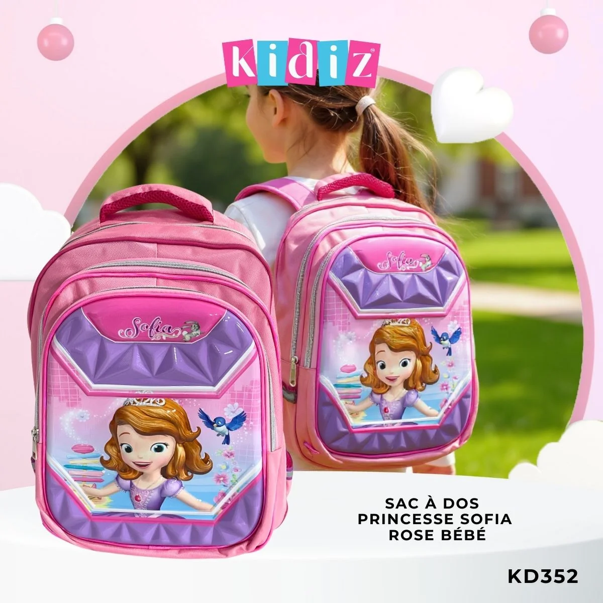 Sac à Dos ‘Princesse Sofia’ Rose Bébé KD352