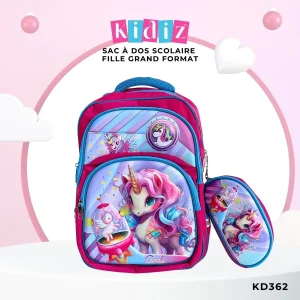 Sac à Dos Scolaire Fille  Grand Format KD362
