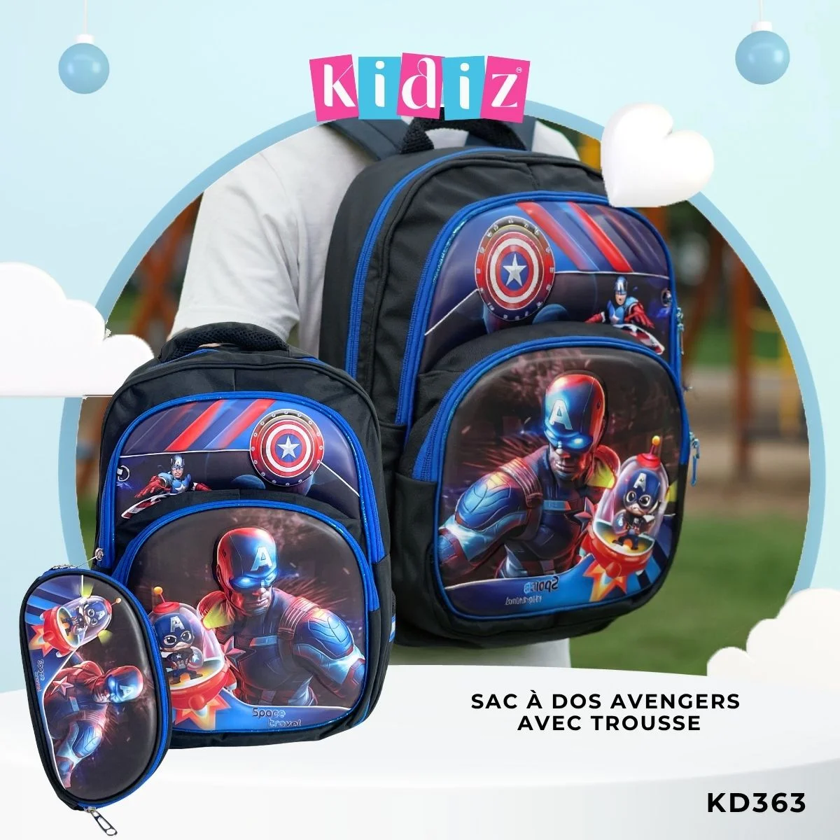 Sac à dos Avengers avec trousse KD363