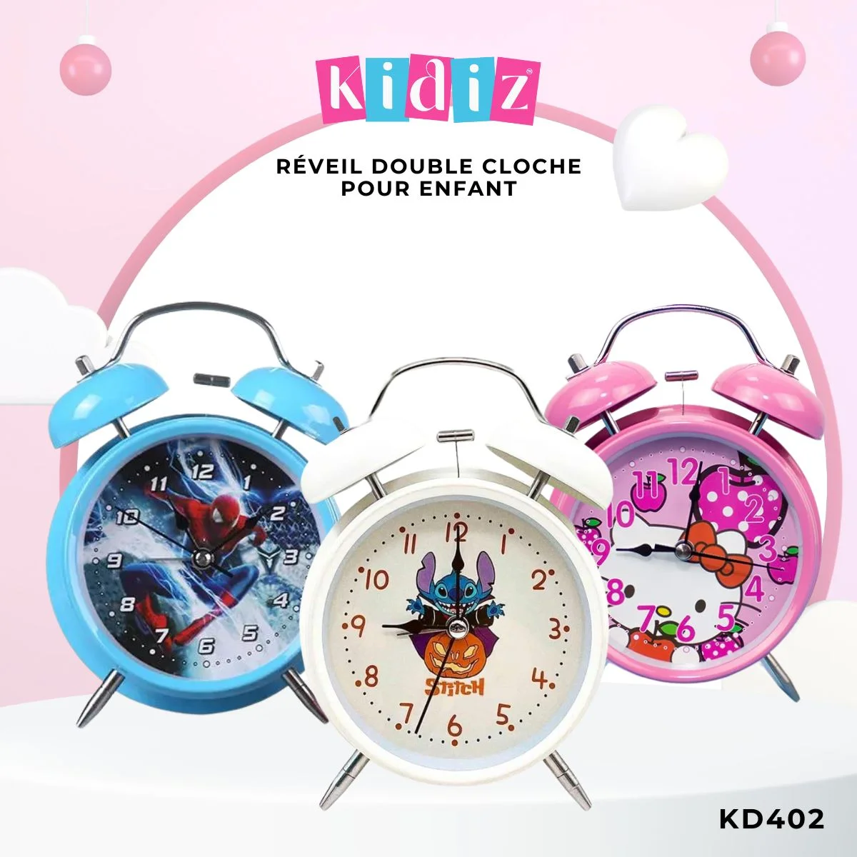 Réveil Double Cloche pour Enfant KD402