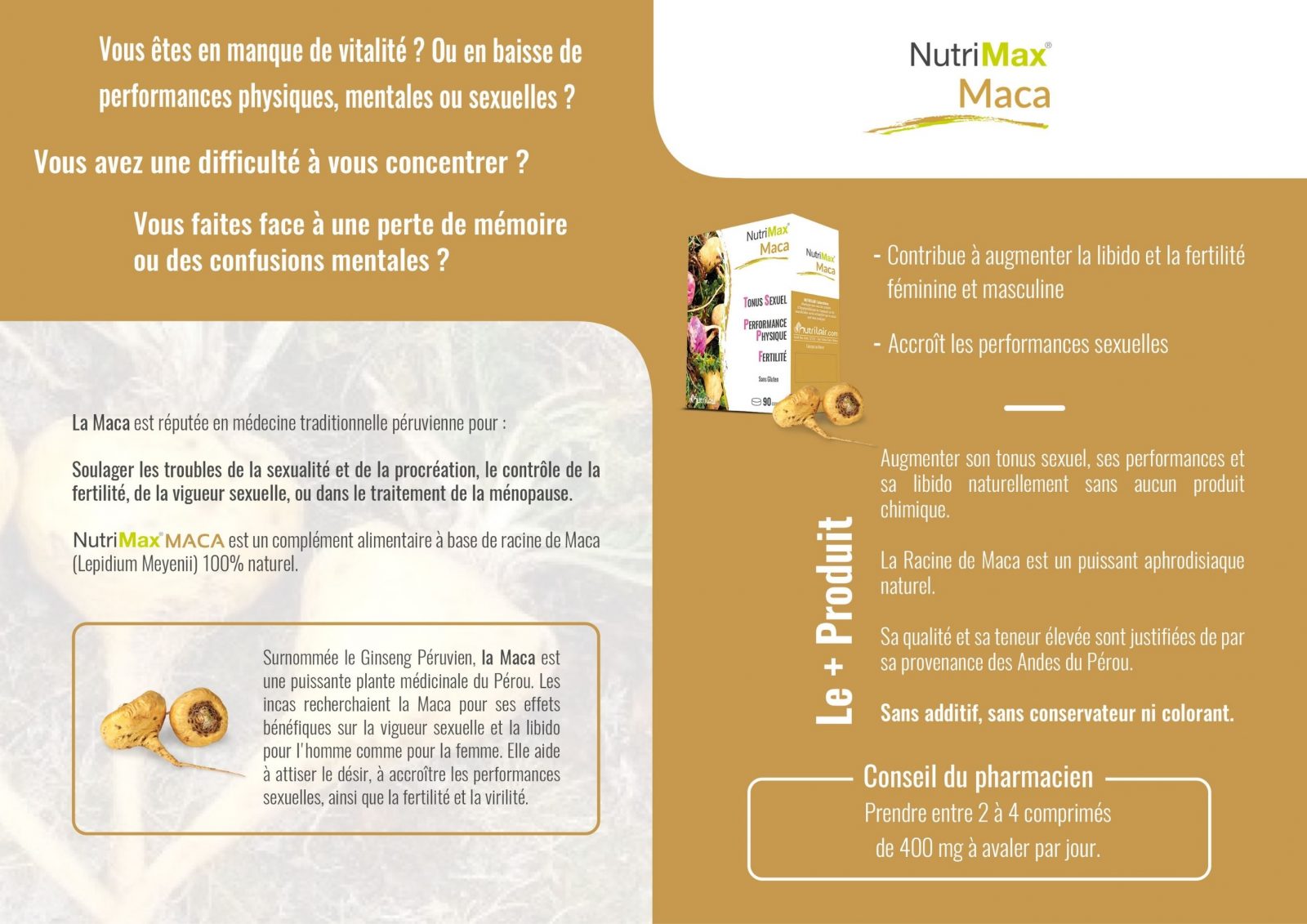 NutriMax Maca – Sans Gluten -90 comprimés – Image 2