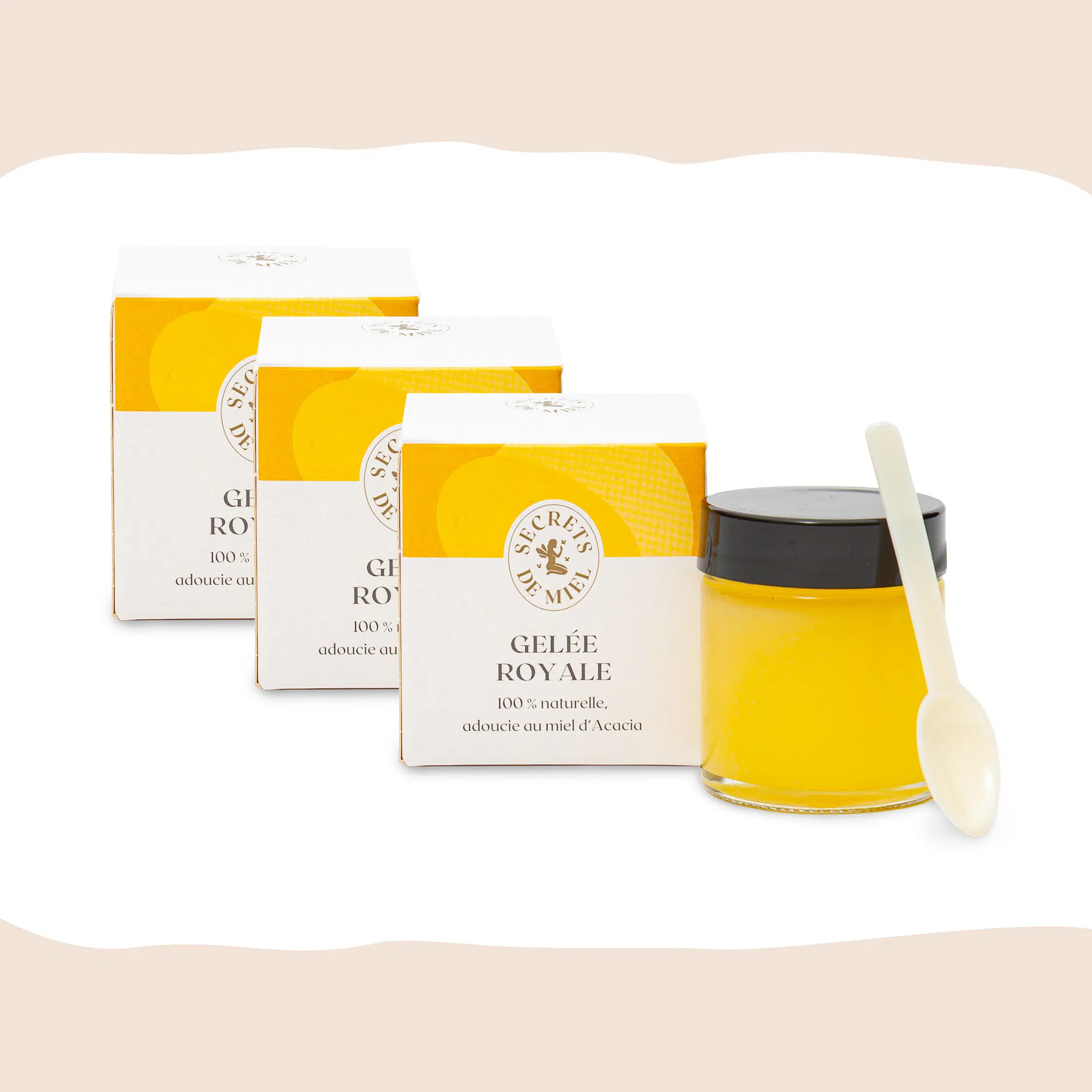 Lot de 3 – GELÉE ROYALE adoucie au miel d’Acacia