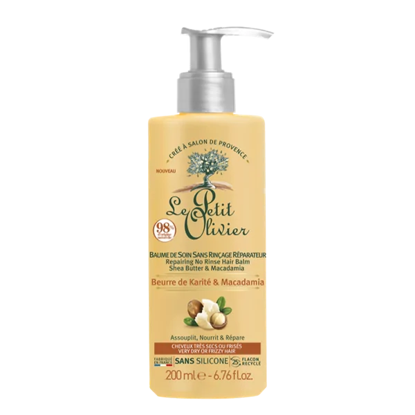 Le Petit Olivier Baume de Soin Sans Rinçage Réparateur au Beurre de Karité & Macadamia -200ml