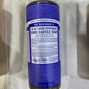 Savon de Castille Pur au Chanvre et à la Menthe Poivrée Dr. Bronner&rsquo;s – 739 ml