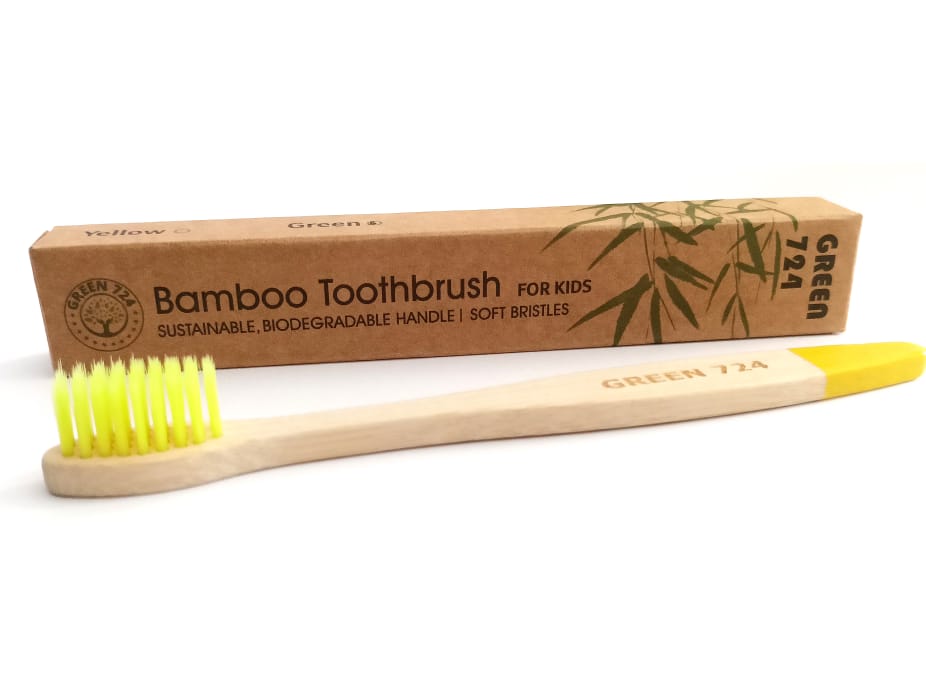 Brosse à Dents en Bambou Biodégradable – Jaune – GREEN 724