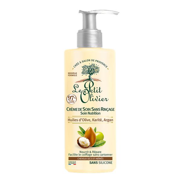 Le Petit Olivier Crème de Soin sans Rinçage Nutritive à l’Huile d’Olive, Karité, Argan – Cheveux Secs & Abîmes -200ml