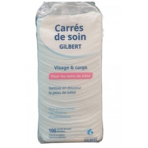 Coton Visage et Corps – Carrés pliés (7.5×7.5 cm) -100 coton- Gilbert