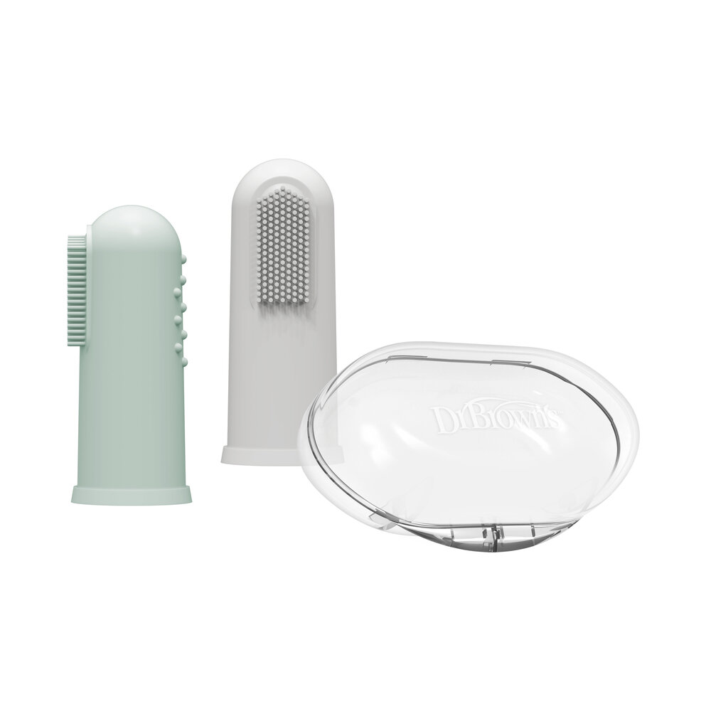Dr. Brown&rsquo;s Brosse à dents au doigt gris/vert 2-pack