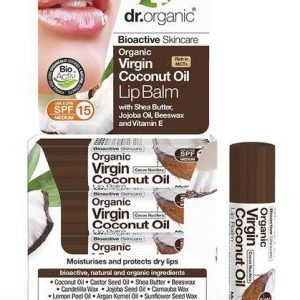 Baume à Lèvres spf15 -Huile de Coco Vierge – BIO-  Soins Lèvre – Lip Balm – Dr Organic