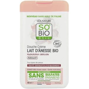Douche Crème Lait d’Ânesse Bio Hydratante – Tous Types de Peaux -450ml- SO’BIO etic