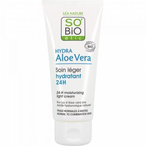 Soin Léger Hydratant 24H au Jus d&rsquo;Aloe Vera et Acide Hyaluronique Bio Peaux Normales à Mixtes -50 ml – So Bio Etic