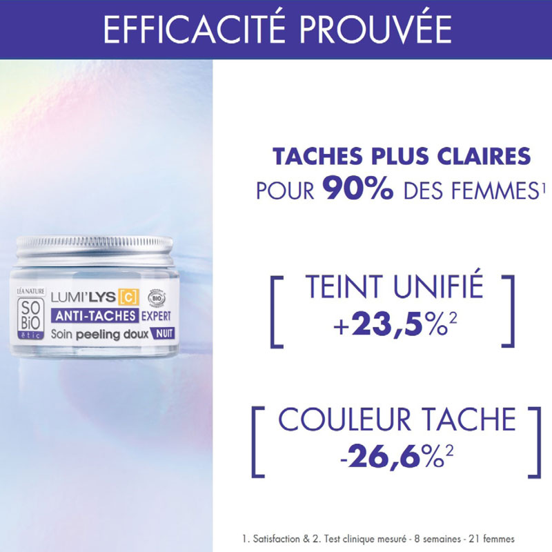 Soin Lumi’Lys C Anti-Taches Expert Soin Peeling Doux Nuit Bio – 50 ml – So’Bio Étic – Image 3